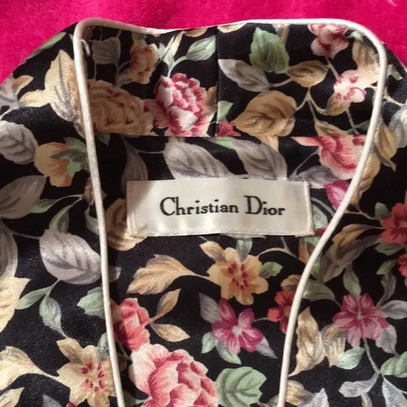 Dior Floral Silk Maxi Dress - Black and Pink